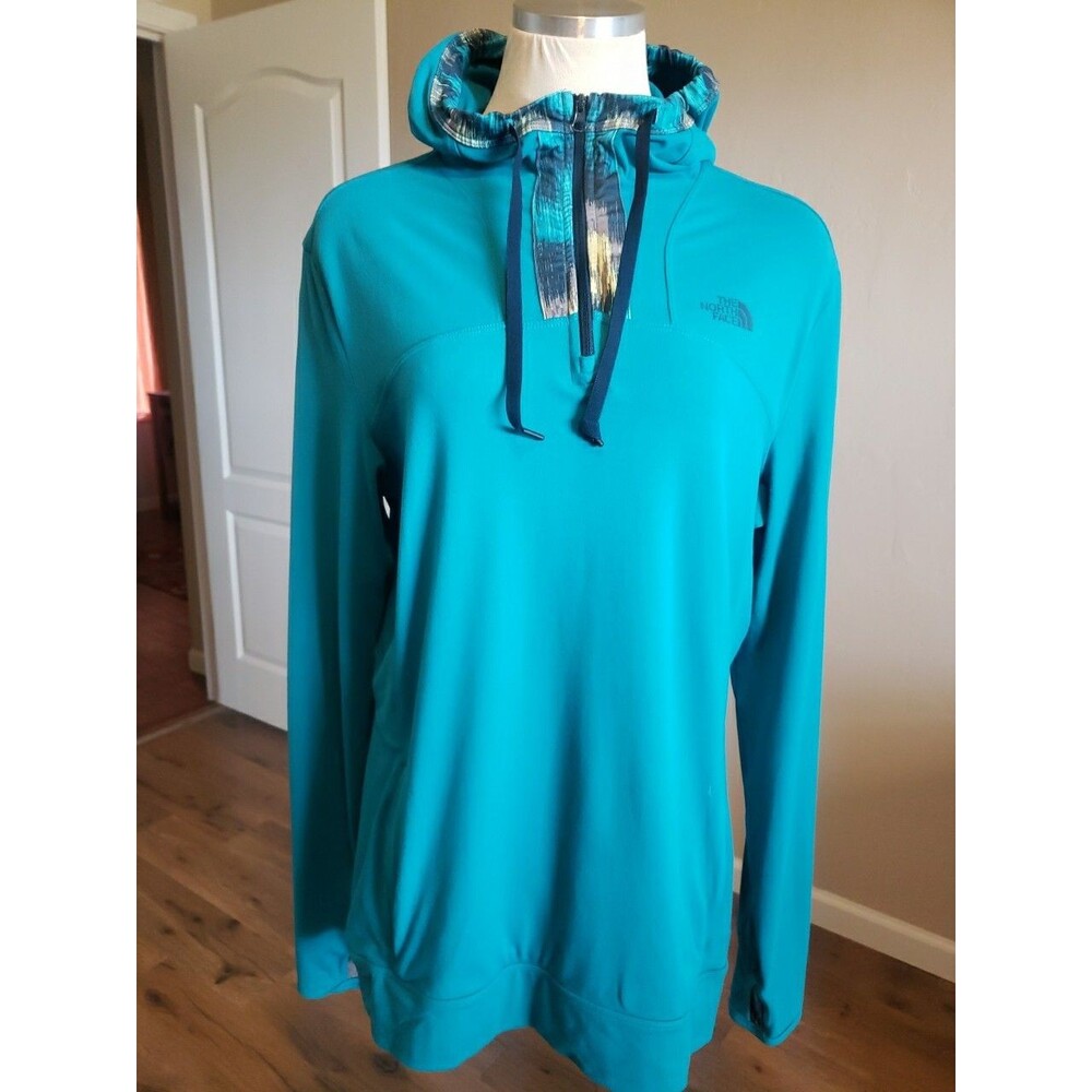 The North Face Hoodie Women’s Teal 1/4 Zip Sz. L Outdoors Athleisure Pullover
